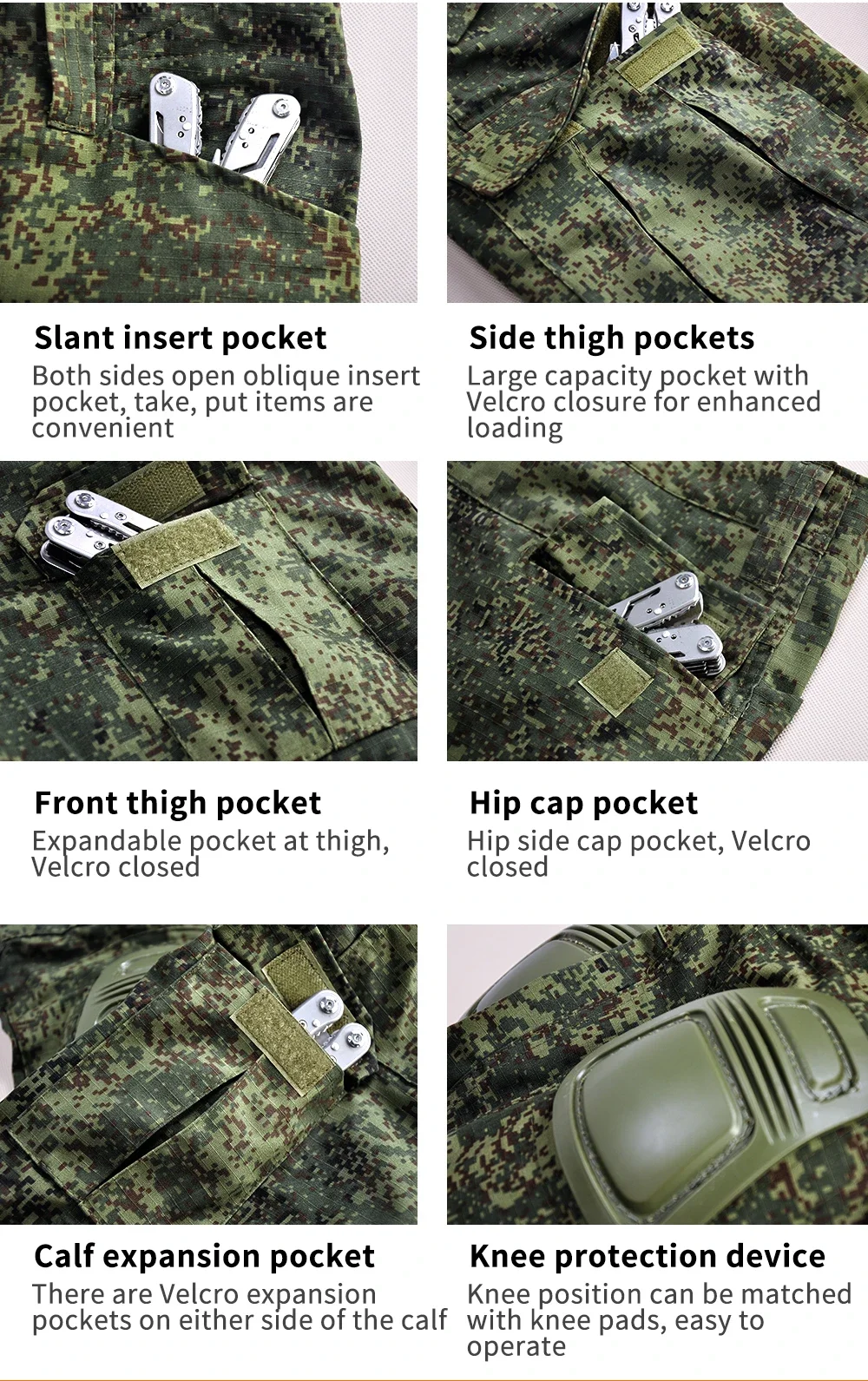 Taktische Uniform Kampf Camo Russische Anzüge Training Team Airsoft Paintball Shirts Jagd Hosen + Pads Herren Kleidung Winddicht – Detail 8