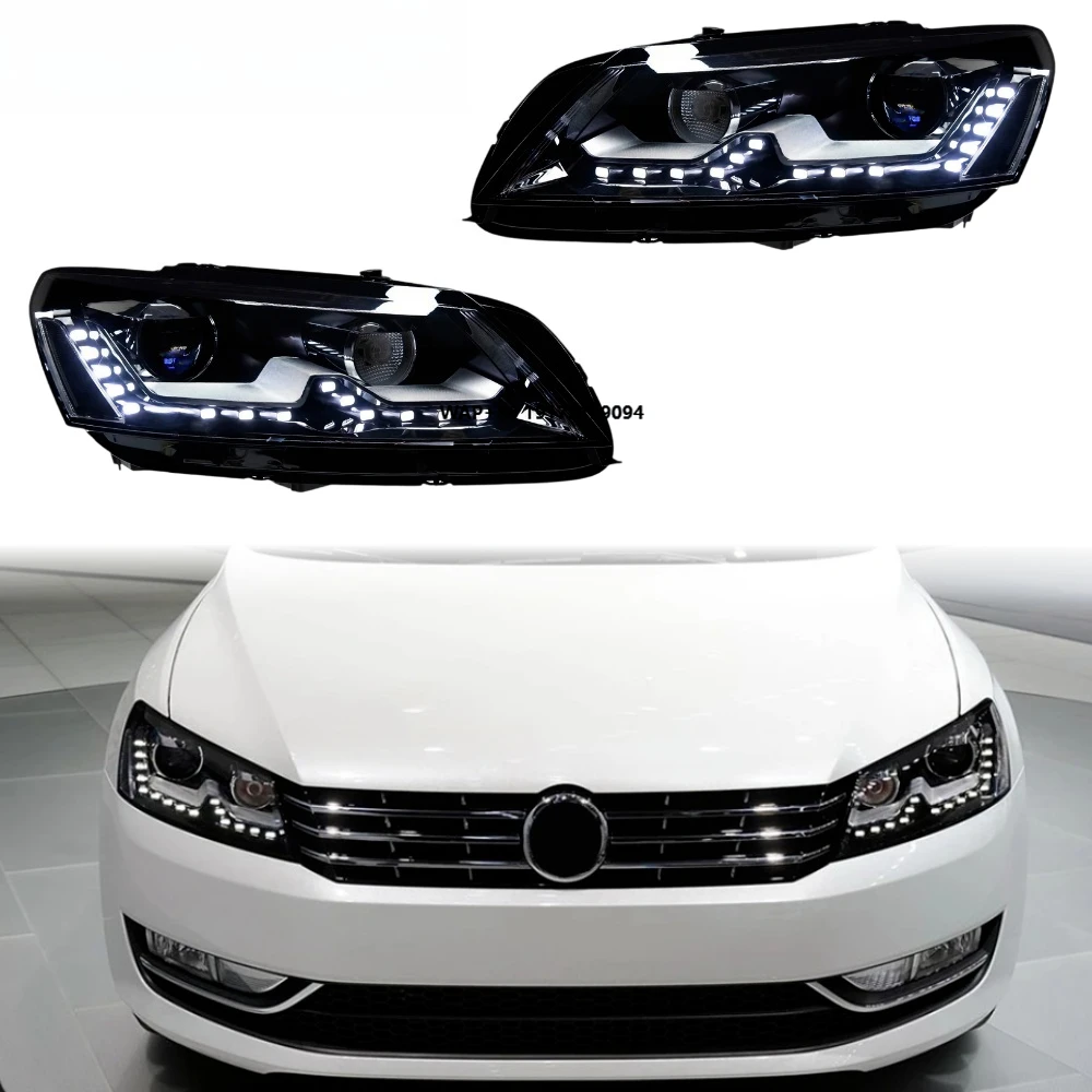 

Фары для Passat 2011-2015: Обновленные светодиодные линзы, передние фонари, автомобильные аксессуары, хит продаж, Plug and Play, DRL