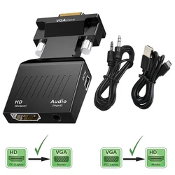 Konwerter kompatybilny z HDMI na VGA Full HD 1080P Adapter HDMI na VGA do PC Laptop na projektor HDTV Konwerter audio wideo