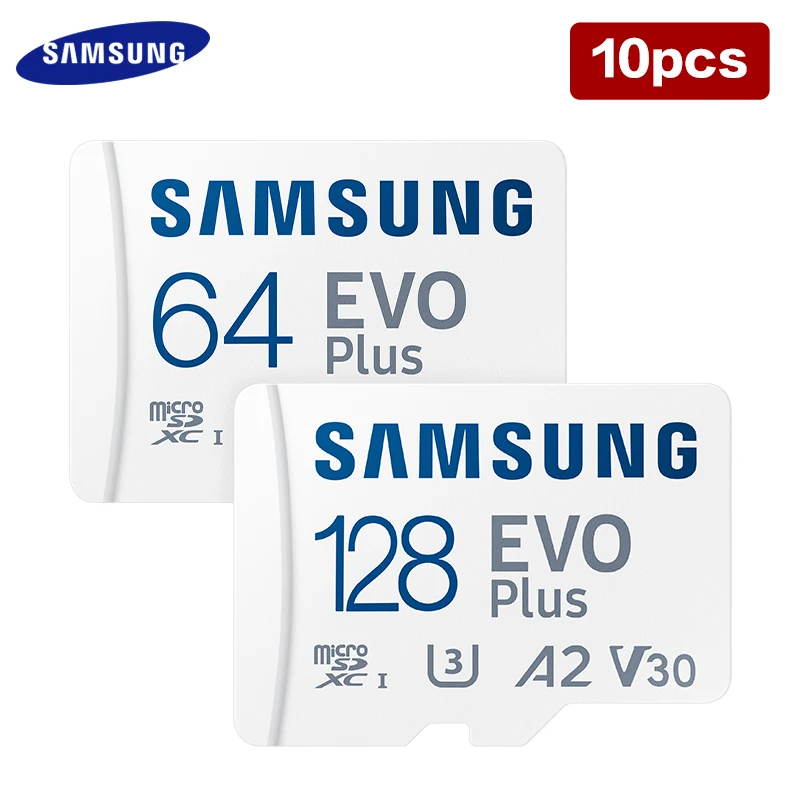 Imagem -04 - Samsung-cartão Micro sd Evo Plus Cartão de Memória Original Alta Velocidade até 130 mb s Cartão tf para Telefone Câmera Uav 64gb 128gb 10 Pcs por Lote