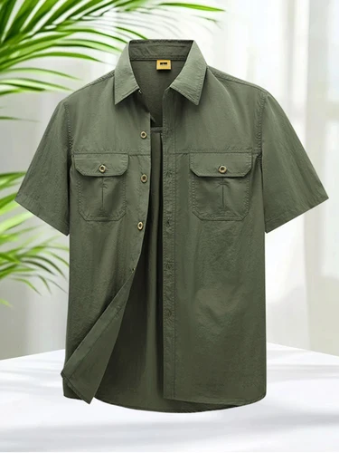 Camisas con botones para hombre, camisa informal ligera de secado rápido para exteriores, camisetas de senderismo, camisas de manga corta para hombre, transpirables y suaves al tacto