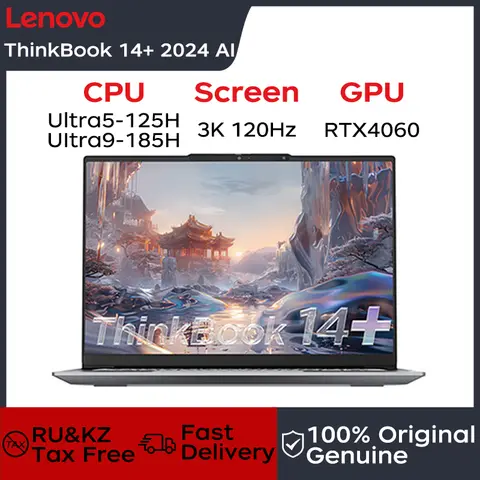 Lenovo Laptop Thinkbook 14+ 2024 AI 14.5" 3K 120Hz Screen UItra5-125H/UItra9-185H NVDIA RTX4060 Dolby Atoms Gaming Notebook PC