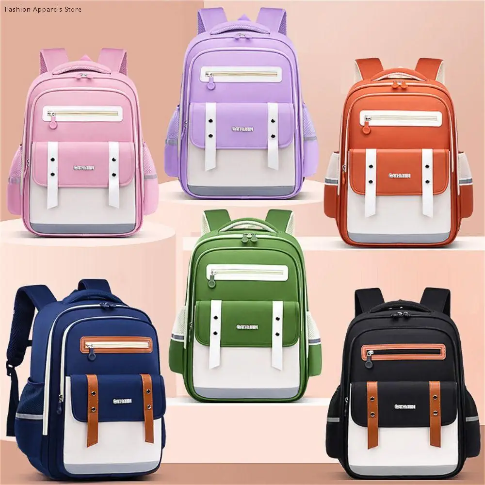 

Ergonomic Kids School Bag British Style Reflective Strips Students Backpack Waterproof Adjustable Straps Orthopedic Backpack