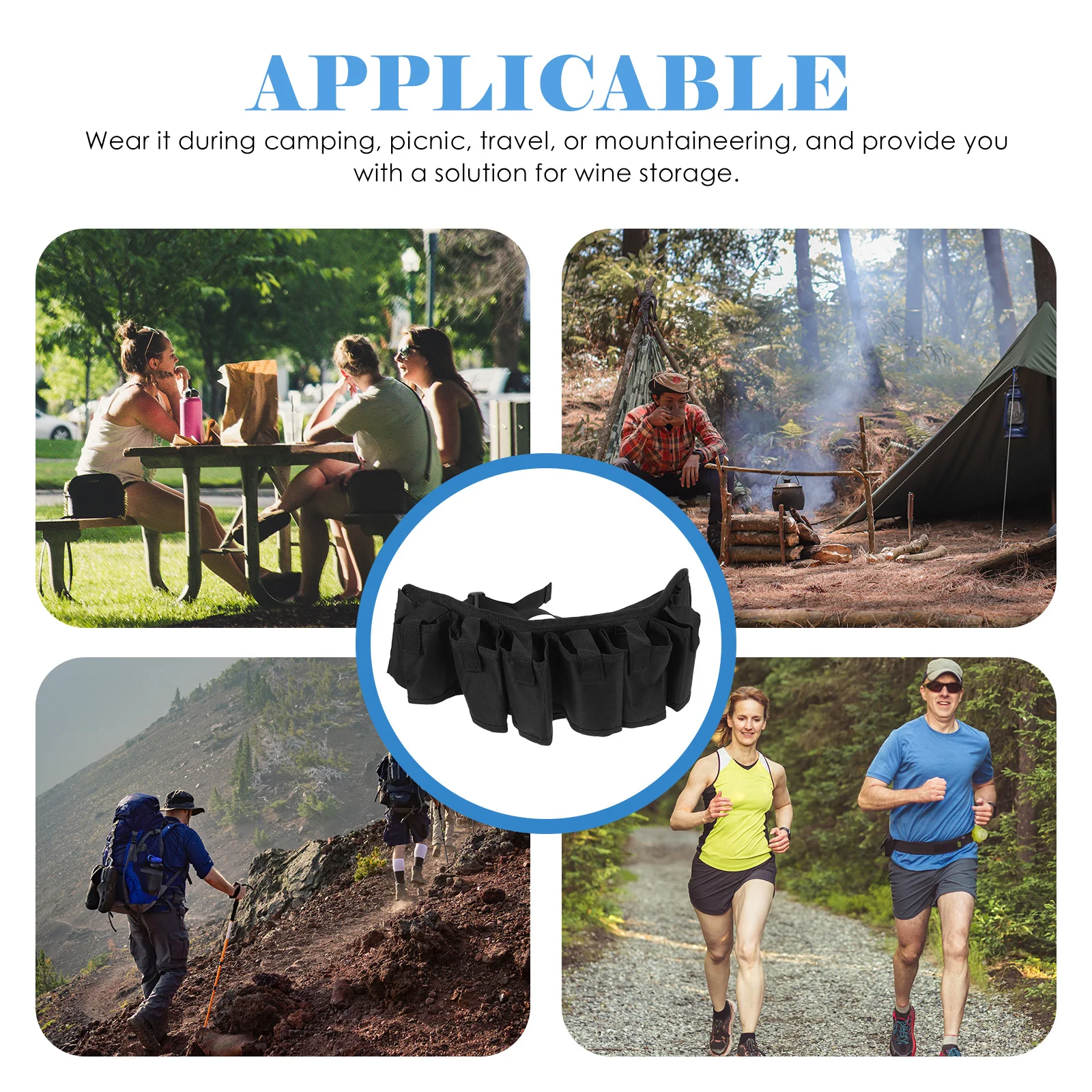 

Comfortable Drink Belt Exquisite Craftsmanship Storage Waist Pack Bag for Picnic Travel Mountaineering Compact Beer Can Holder