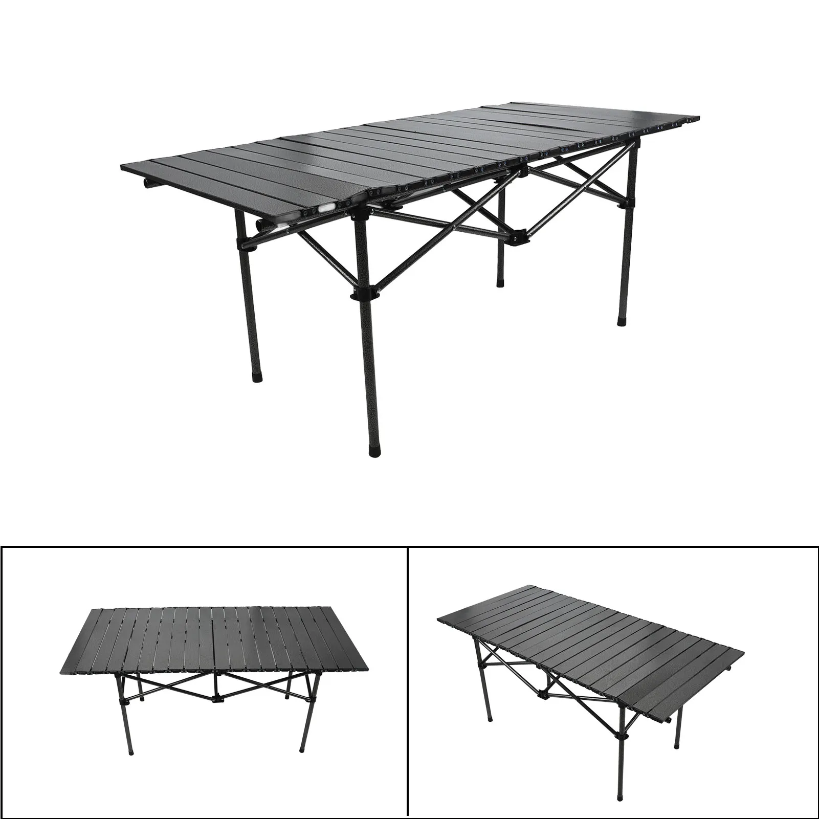 Folding Camping Table Carbon Steel Spacious Storage Basket 47.24in Portable Roll Up Outdoor Table with Carrying Bag for Indoor image 6