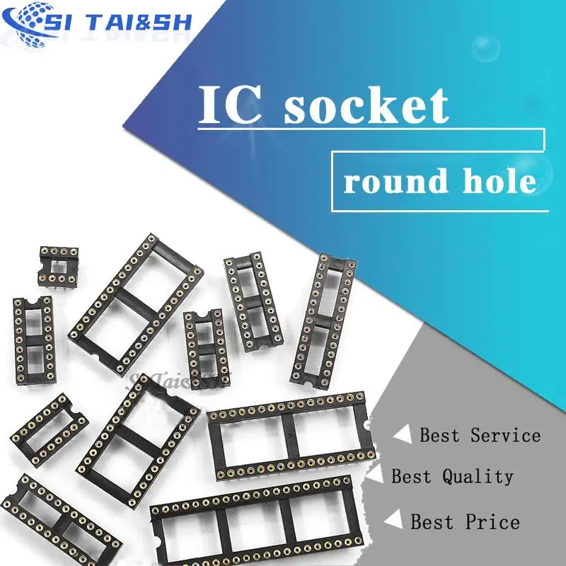 10PCS Round Hole IC socket Connector DIP 6 8 14 16 18 20 24 28 40 pin Sockets DIP6 DIP8 DIP14 DIP16 DIP18 DIP20 DIP28 DIP40 pins