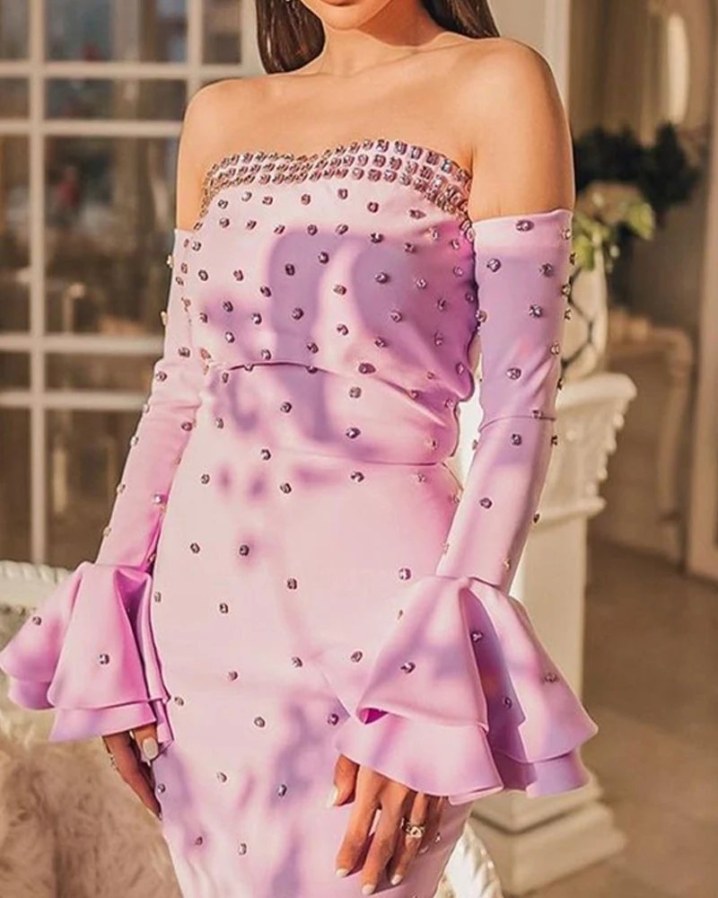 Vestido de noche de satén con volantes de Arabia Saudita, traje largo escalonado de sirena con hombros descubiertos para fiesta y ocasiones a medida