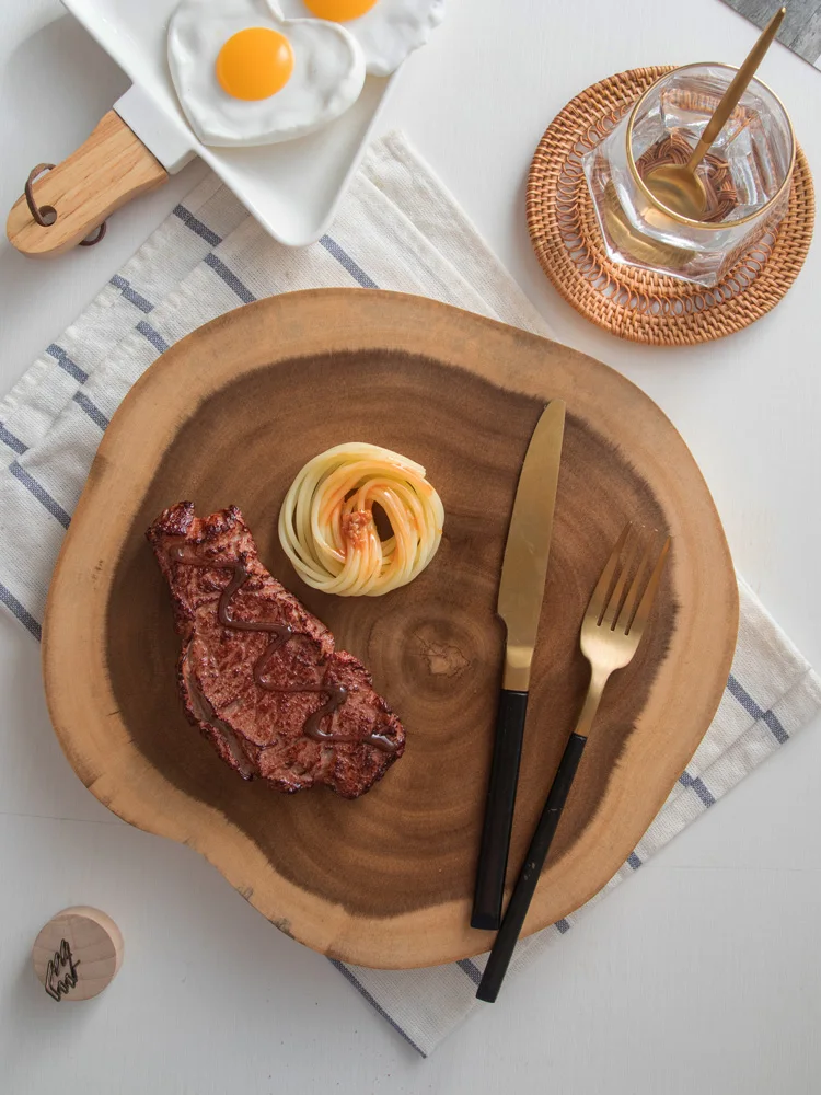 

Acacia Wood Cutting Board Creative Natural Tree Stump Irregular Shape Kitchen Chopping Block Desserts Plate Shooting Props