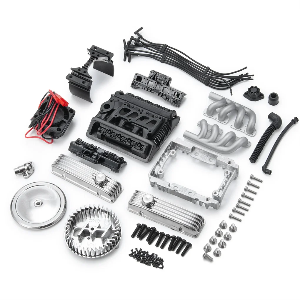 F82 V8 Simulate Engine Cooling Fan - Radiator for 1/10 RC Crawler Car Axial SCX10 90046 TRX4 D90 Motor Cooling Accessories