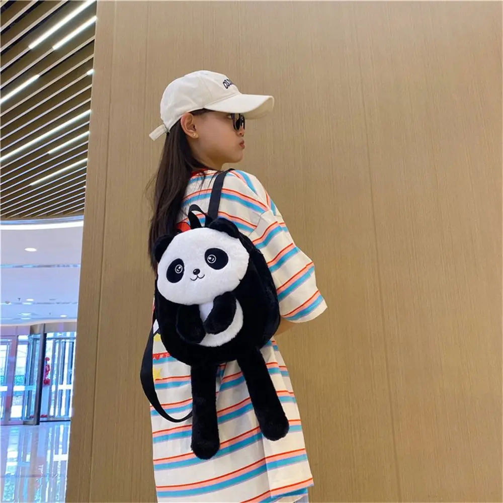 Animals Panda Plush Shoulder Bag Kindergarten Cute Cartoon Baby School Bag Preschool Coin Purse Plush Backpack Kids Phone Bag