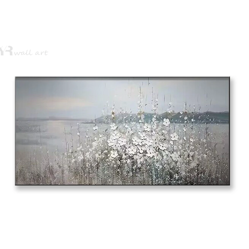 

Wilderness Flower Landscape Painting Nordic Abstract Handdrawn Texture Oil Painting Art For Living Room Restaurant Bedroom