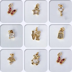 Pendants clasp for Jewelry Gold Color Fashion Creativity Accessories Simple Lovely Charms Colorful Micro Paved Zircon Match Bear