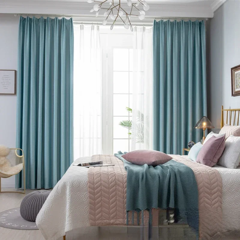 

Modern Fashion Solid Color Nordic Thickened Curtains Living Room Dining Room Bedroom Blackout Custom Size Simple Decor Luxury