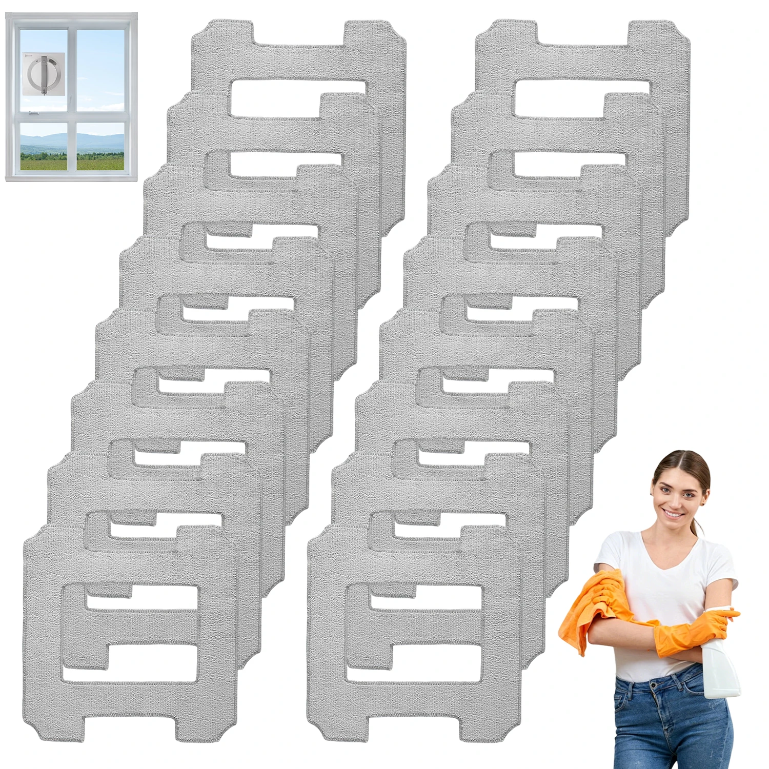 Lot de 16 chiffons de nettoyage pour robot lave-vitres, compatibles avec les robots lave-vitres Cobos W1 (pro)/w1s (pro)/w1 Smax/w2