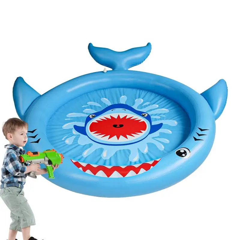 Water Sprinkler Pad Sprinkler For Kids Dogs Water Pool Inflatable Shark Shape Adjustable Pressure Fun Yard For Toddler Kids Dogs