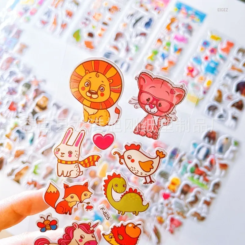 10/50PCS Cartoon Cute Animal Stickers 3D Bubble Stickers Real Animal Stickers Can Be Repeatedly Teared Off