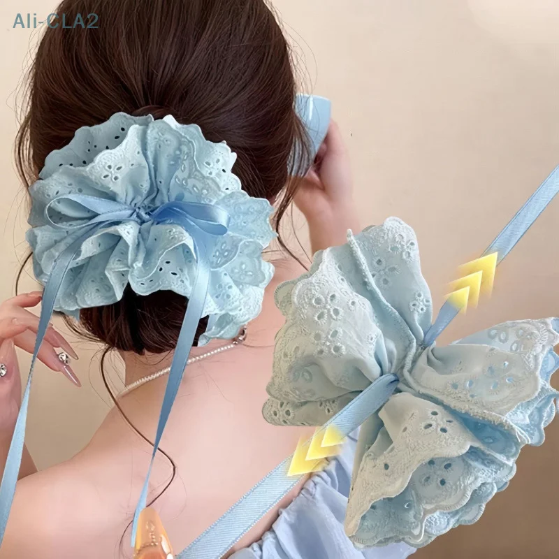 

Elegant Four Layer Lace Ribbon Lace Hollow Wide Scrunchie Hair Band For Women Girls Sweet Hair Ornament