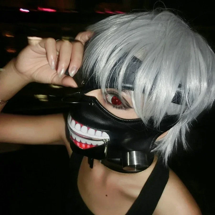 

Косплей Токийский Гуль Канеки Кен Верstelbare Rits Маски из искусственной кожи Крутая маска