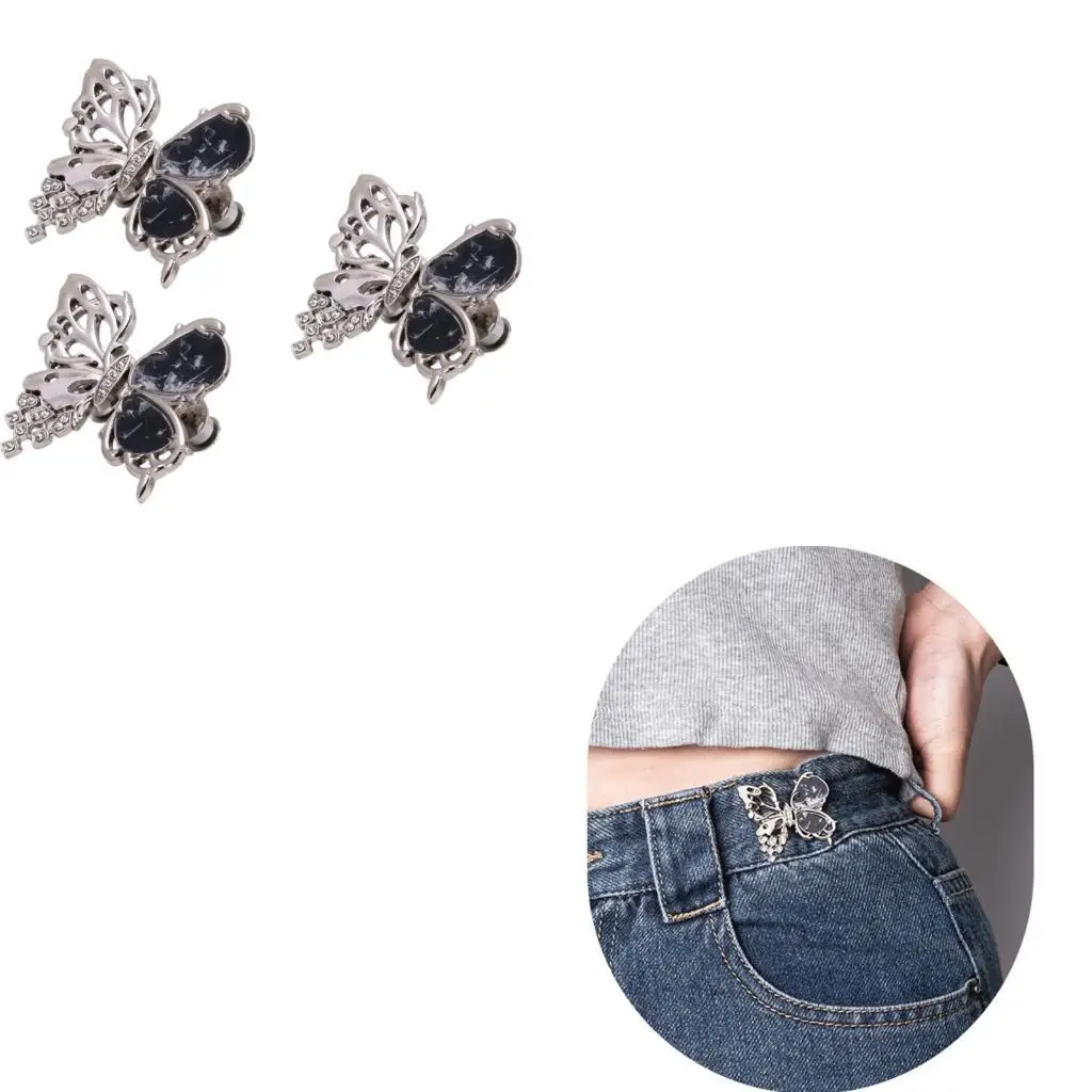 

Модный зажим для талии в виде бабочки, набор из 3 регулировочных штифтов для талии для свободных джинсов, брюк, украшение для