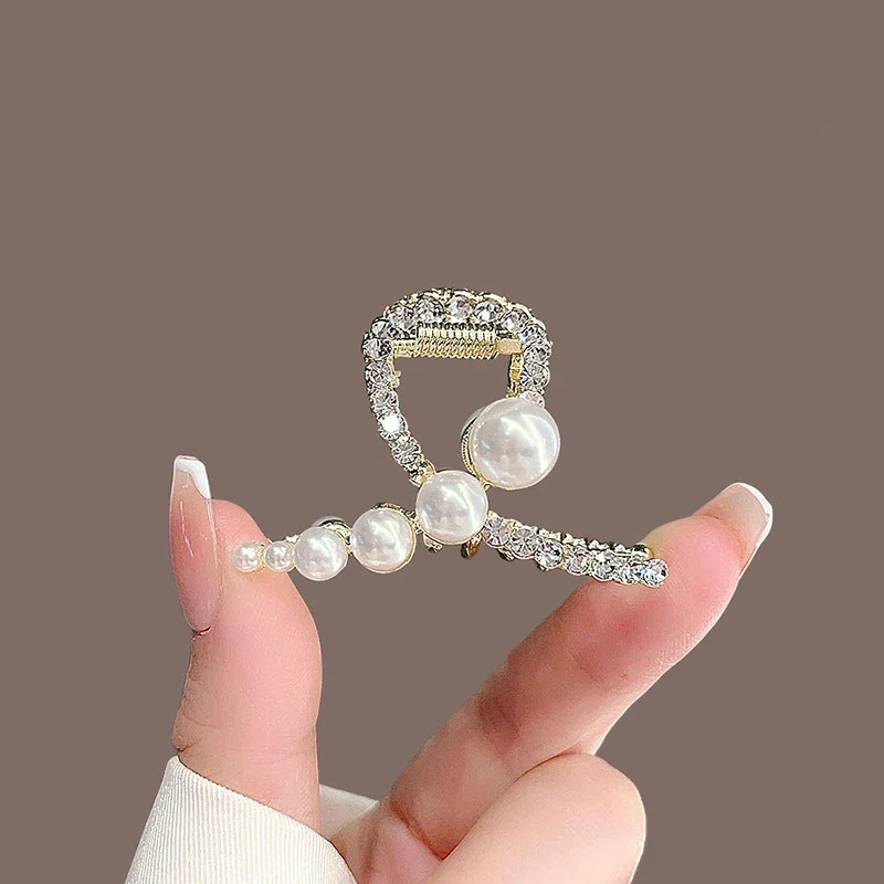Temperament Perlen Strass Geometrische Kreuz Haar Klaue High-end-frauen Hinterkopf Halb-gebunden Haar Grip Koreanischen stil Haarnadel – Detail 4