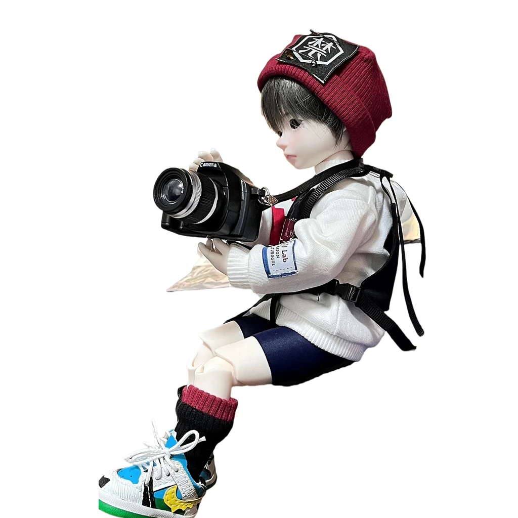 Casa delle bambole in miniatura Fotocamera reflex digitale Accessori per la decorazione della casa delle bambole Idol Cotton Doll Camera 1/6 1/8 Accessori per vestire