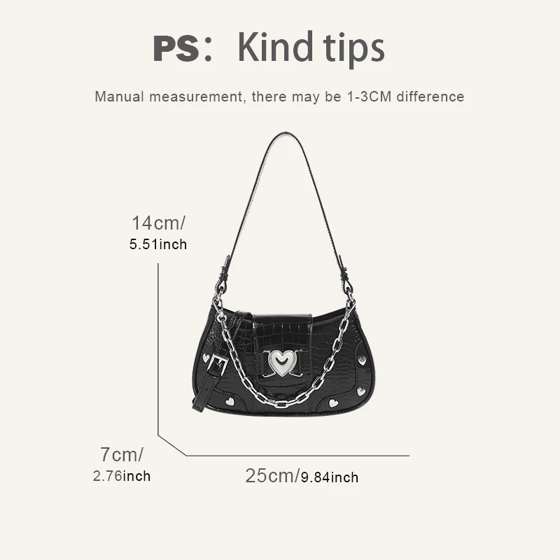 MEDIOW Shoulder Bags For Women Luxury Designer Handbags 2023 New Crocodile Print Heart Decoration Chain Hand Strap Messenger Bag