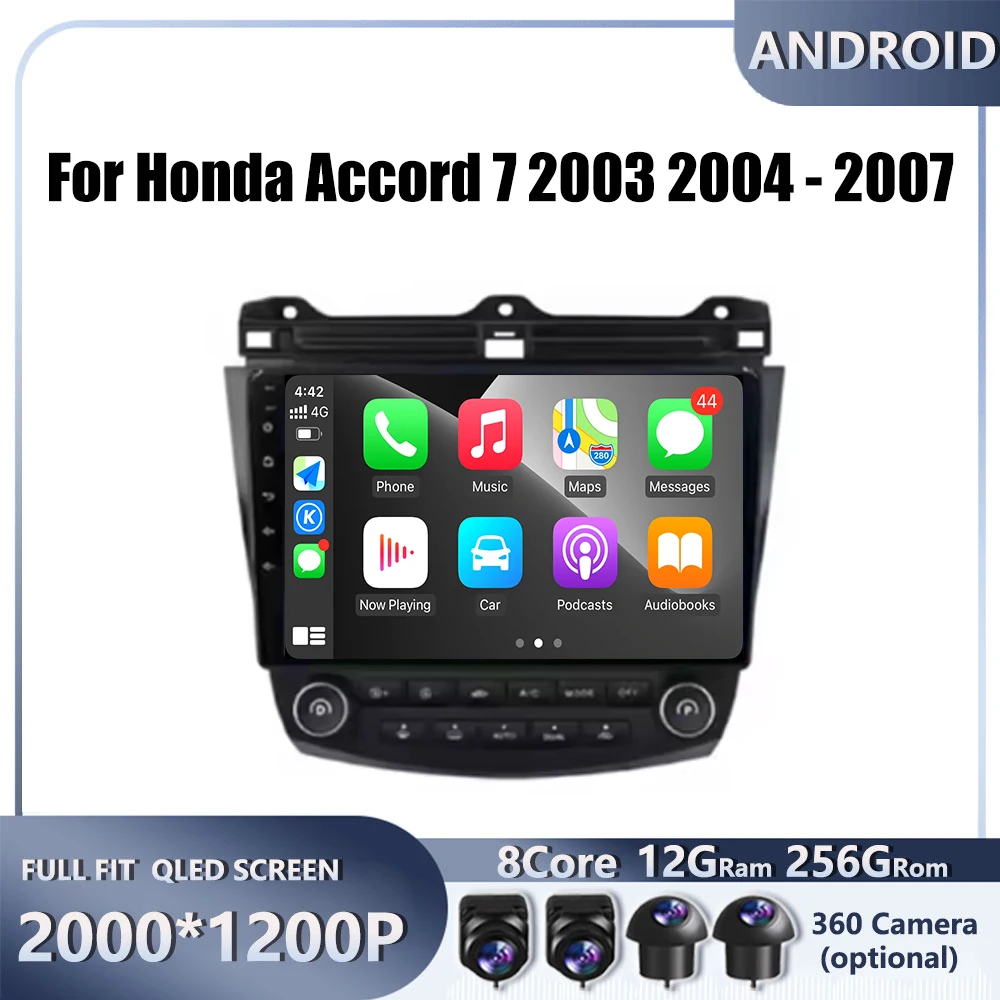 

For Honda Accord 7 2003 2004 - 2007 Car Carplay Auto Android Radio Navigation GPS Multimedia Video Player DVD 5G WIFI 2 din