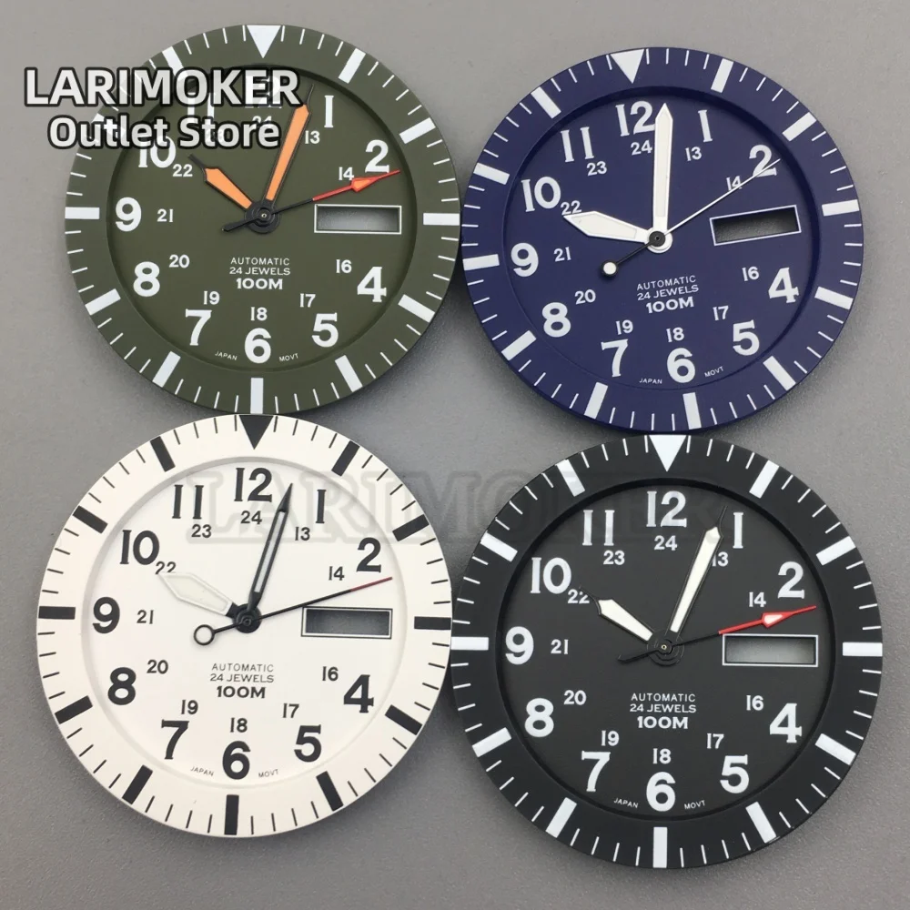 

LARIMOKER 34.3mm Vintage White Black Dark Green Blue Modified Green Luminous Watch Dial With Watch Hands for NH36 Movement