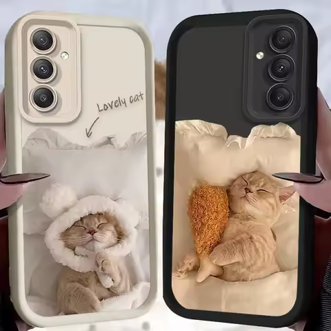 Funny Lovely Cat Silicone Case for Samsung Galaxy A35 A55 A15 A25 A16 A06 A05 A05S A24 A13 A23 A12 A22 A32 A52 A71 A51 4G Cover