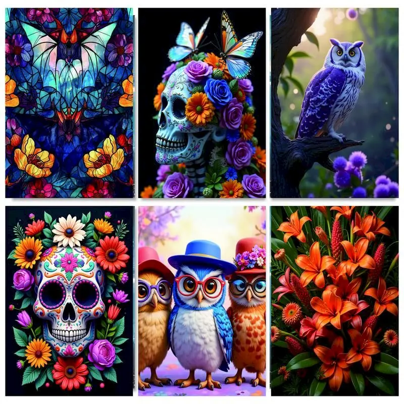 

SDOYUNO Full Square Drill Diamond Painting 5d Flower Skull DIY Diamond Art Embroidery Diamond Mosaic Picture Handicraft Home De