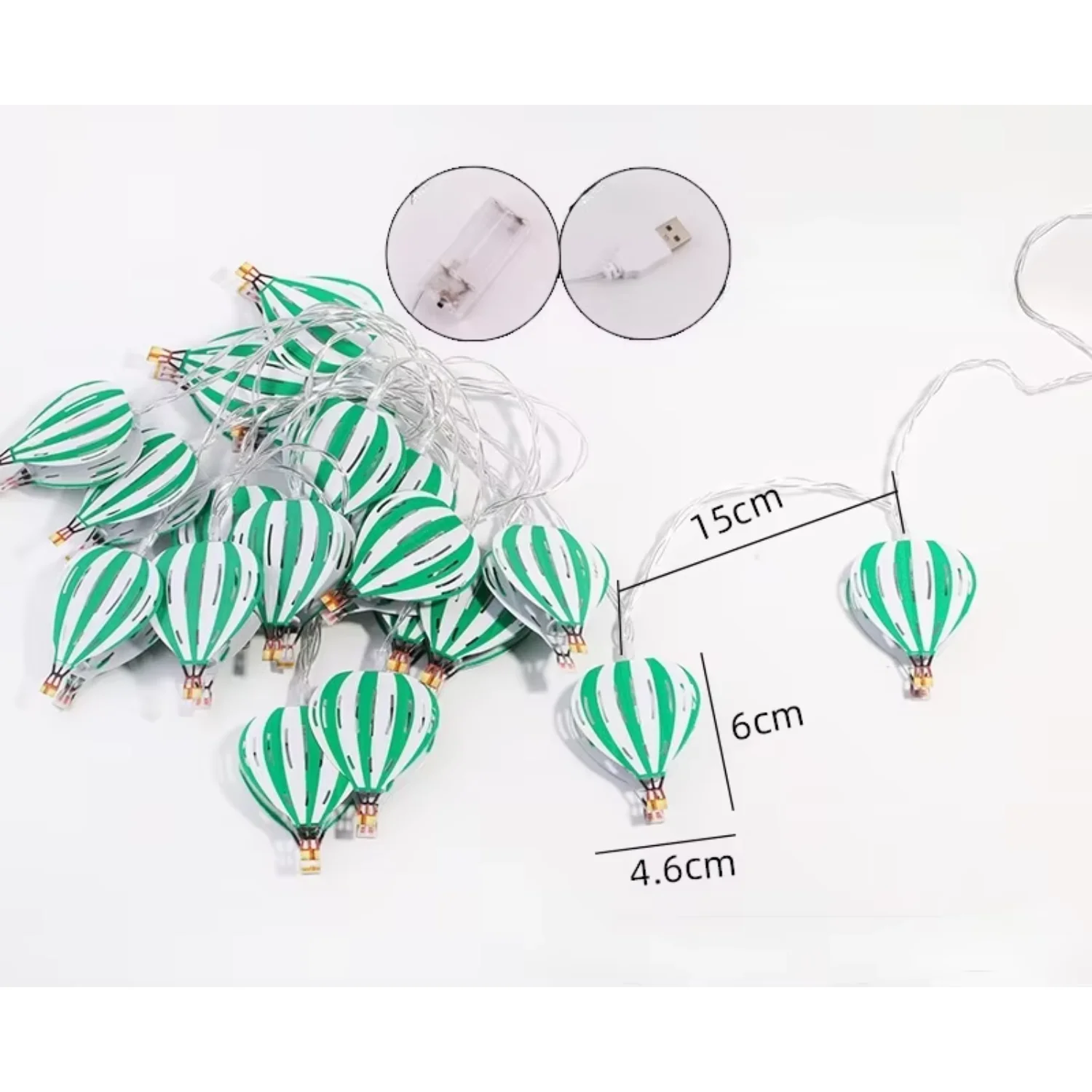 New iron art led light string hot air balloon ins indoor battery box light string Christmas decorative light pendant