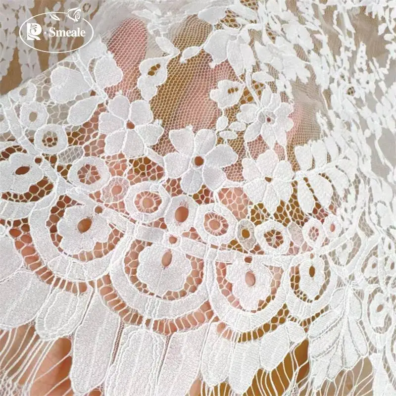 3MX1,5M Seilstickerei und gewebter Wimpernspitzenstoff für Hochzeitskleider, DIY-Nähstoff, weißer Spitzenstoff. Hohe Qualität 2026 – Detail 9