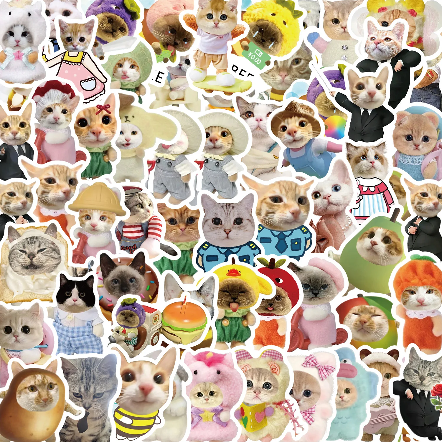 10/30/62PCS Kawaii Funny Cat Stickers Cute Cartoon Decals DIY Skateboard Phone Notebook Luggage Fridge Bike Car Sticker Kids Toy