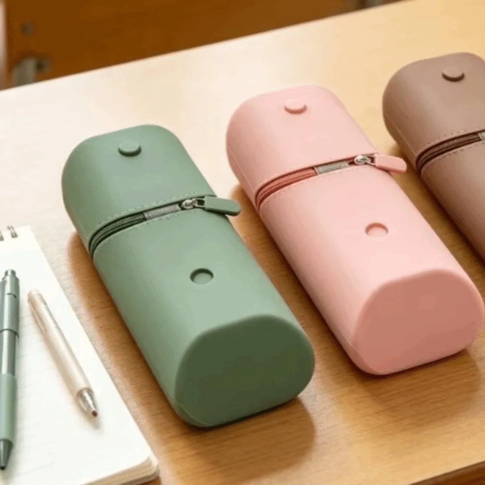 Large- Capacity Silicone Pencil Case Soft Macaron Eco-Friendly Expandable Stationery Storage Bag Portable Multifunctional