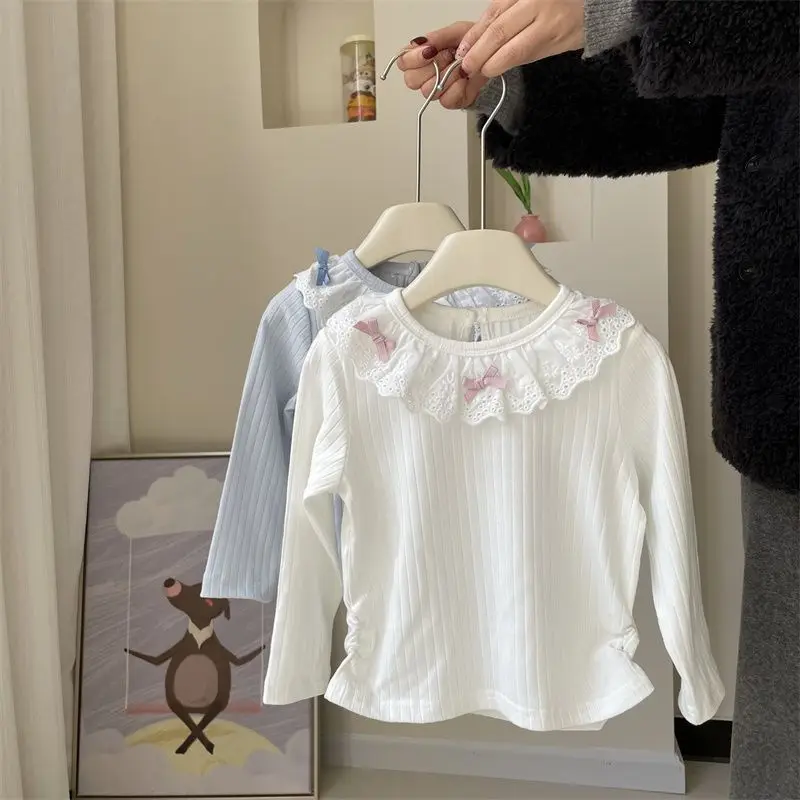 Baby Girl Spring Clothes Girl Doll Collar Long Sleeved T-shirt Spring and Autumn Fashion Baby Spring Base Coat