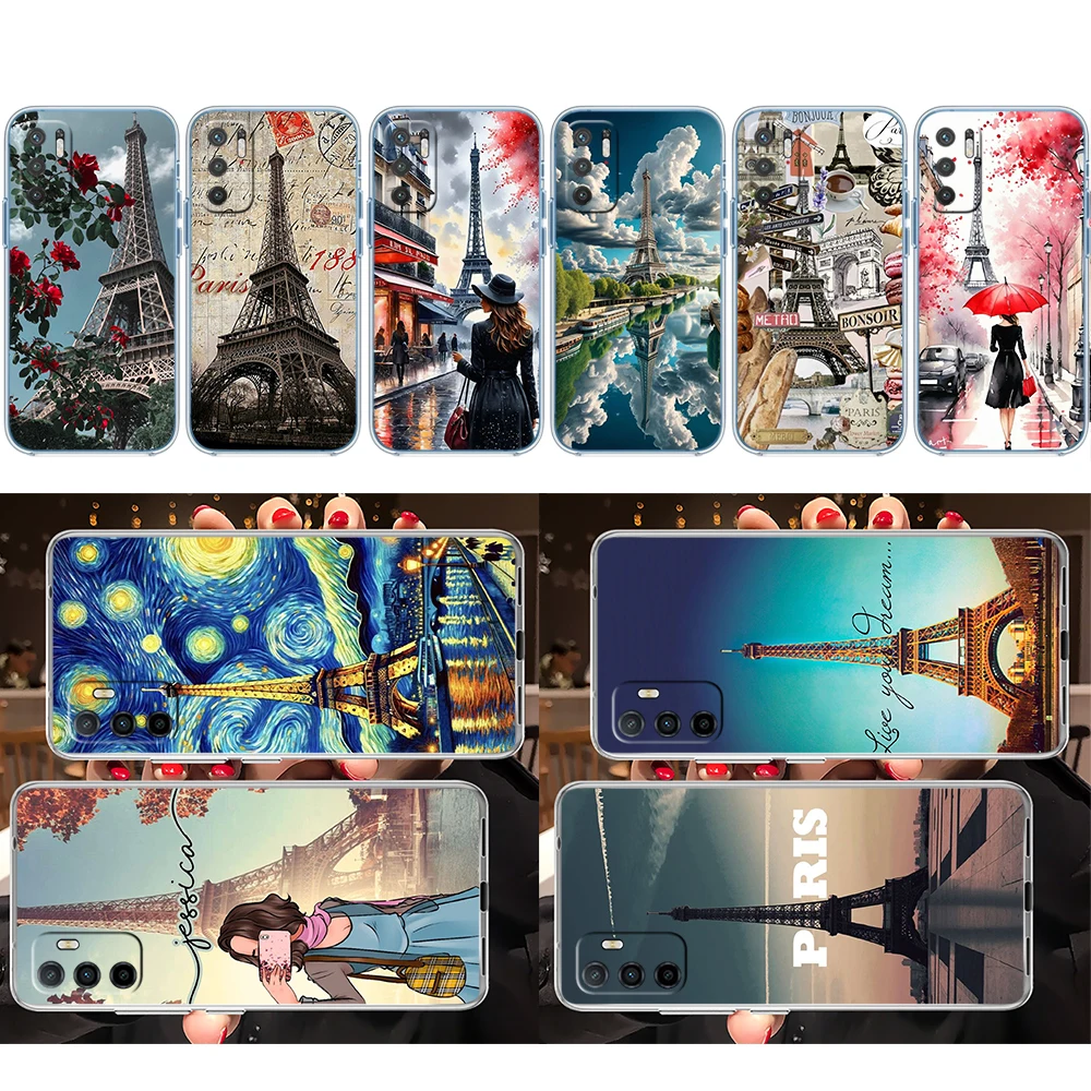 VY74 Paris Eiffel tower Soft Shell Transparent Phone Case for Samsung Galaxy A04 A04S A14 A23 A34 A54 M23 M33 M52 M53