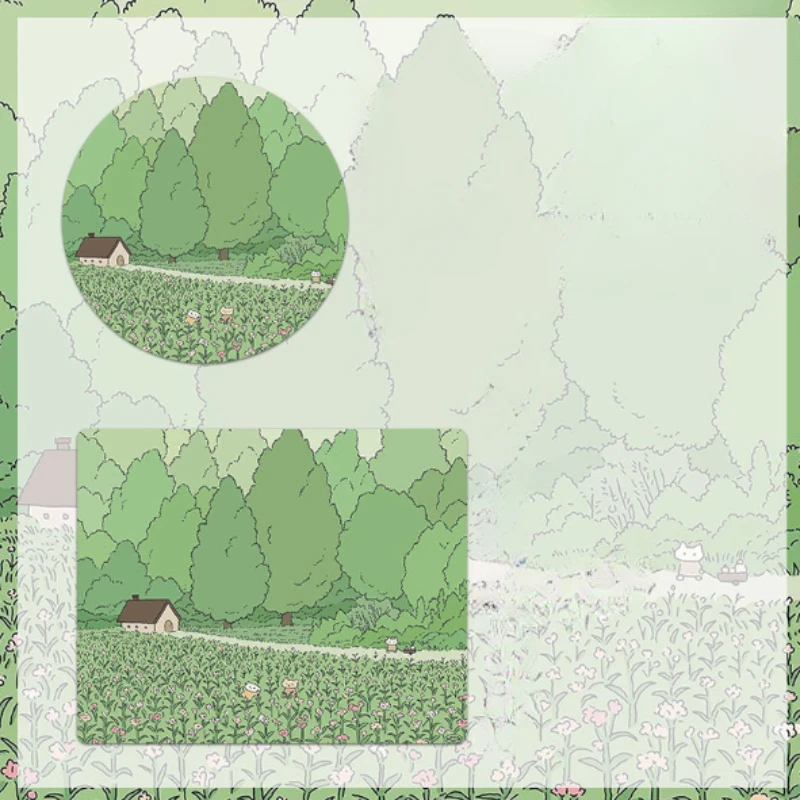 Kawaii Mouse Pad Green Anime HD Desk Pad Extended Gaming Keyboard Mats Cute Anti Slip Lock Edge Cartoon Style Non-Slip Mat