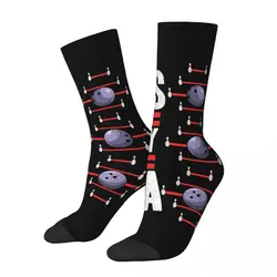 Funny Crazy Compression Sock for Men MY DNA Bowling Bowler Hip Hop Vintage Bowling Ball Happy Pattern Printed Boys Crew Sock