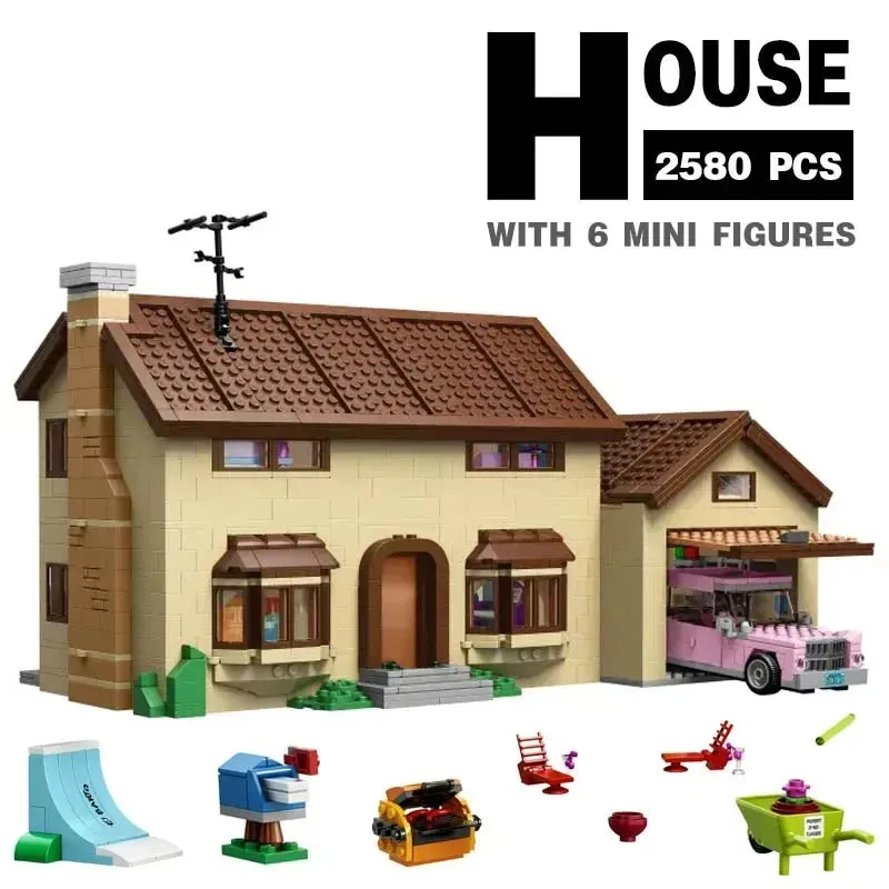 MINISO Disney  2580 PCS The Simp House Compatible Building Blocks Bricks Education Toy Kid Birthday Christmas Gifts71006 16005