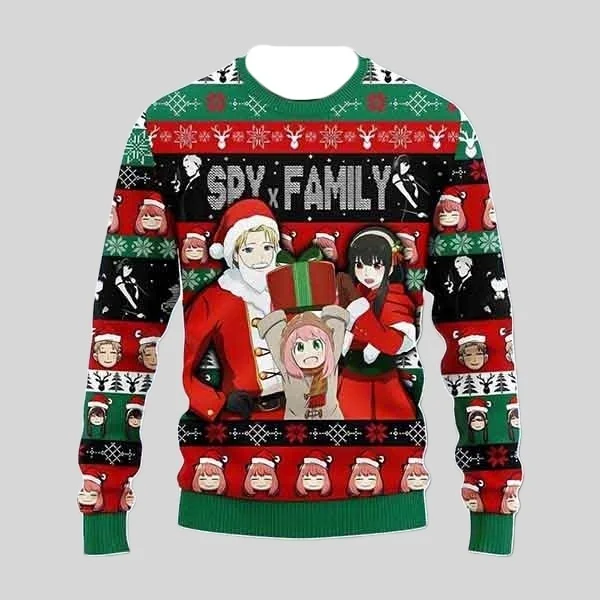 الخريف والشتاء الساخن لطيف جاسوس الأسرة عيد الميلاد القبيح أعلى الشارع المتضخم الرجال والنساء الأسرة ارتداء جولة الرقبة هوديي