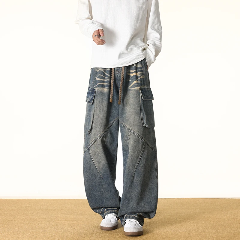 Pantalons de pêche décontractés à la mode, amples, jambes droites, pantalons d'extérieur pour hommes, confortables, grande taille, printemps automne