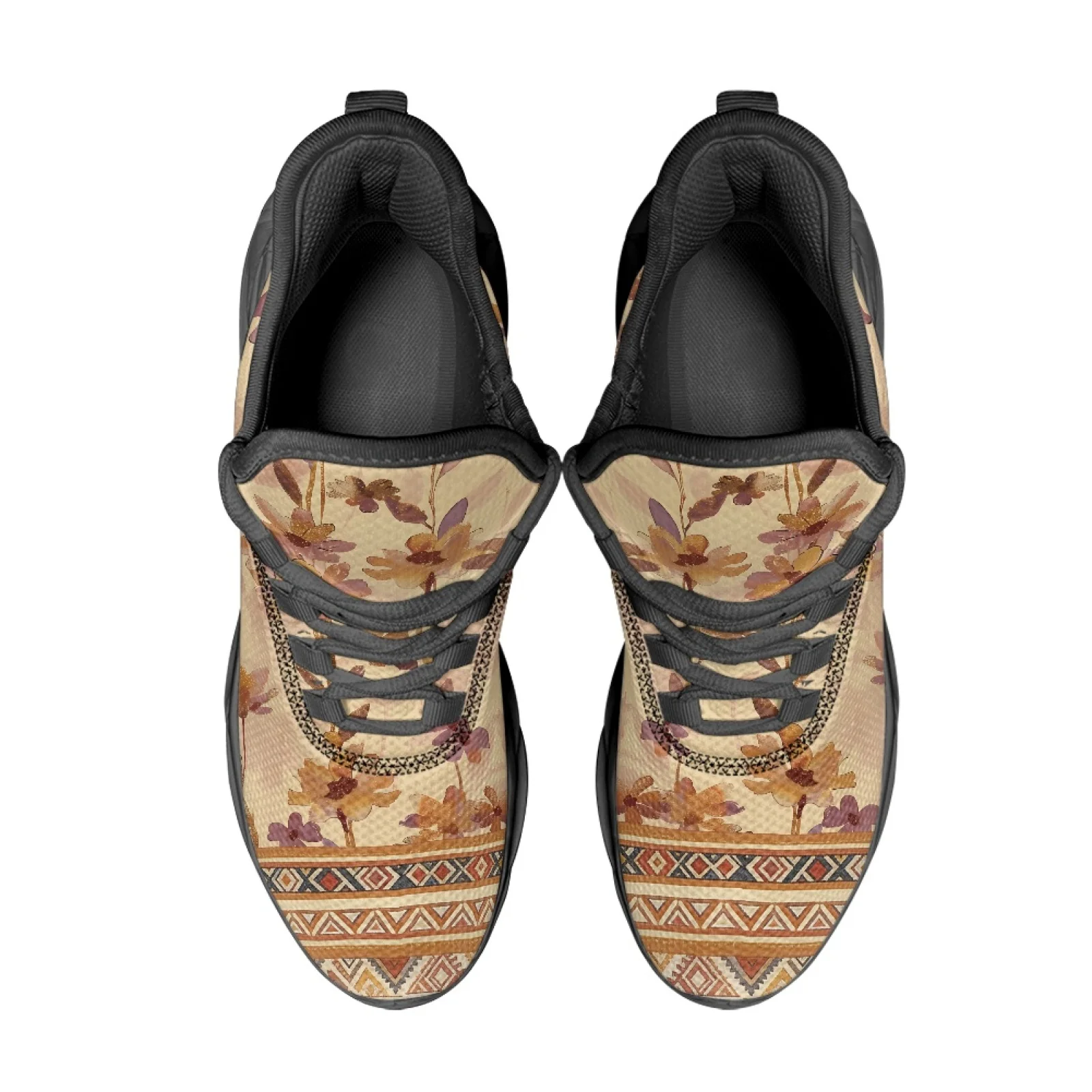 PENSTROLL Vintage Floral Men's Trail Running Shoes Men's Racing Shoes for Athletes Breathable Tennis Sneakers