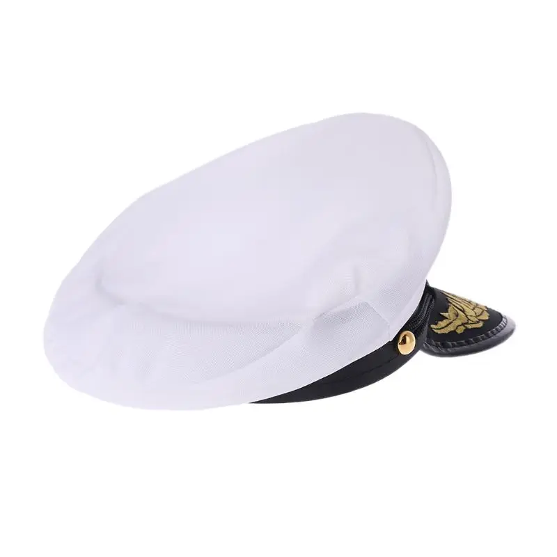 

652F White Adult Yacht Boat Captain Navy Cap Costume Party Cosplay Dress Sailor Hat