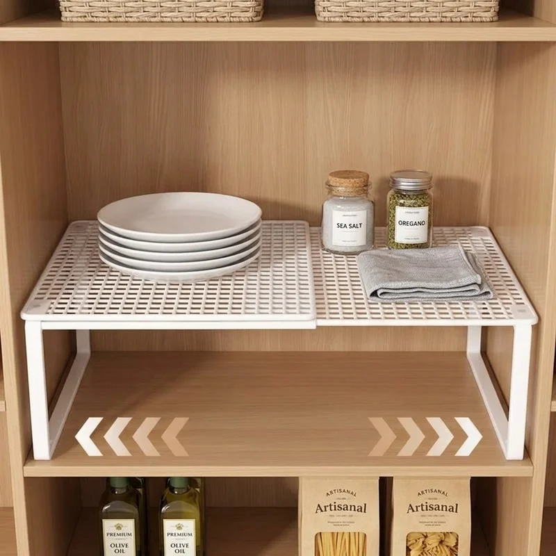 Stackable Telescopic Closet Shelf, Expandable Wardrobe Divider Board, Adjustable Layered Storage Organizer for Clothes, Cabinets