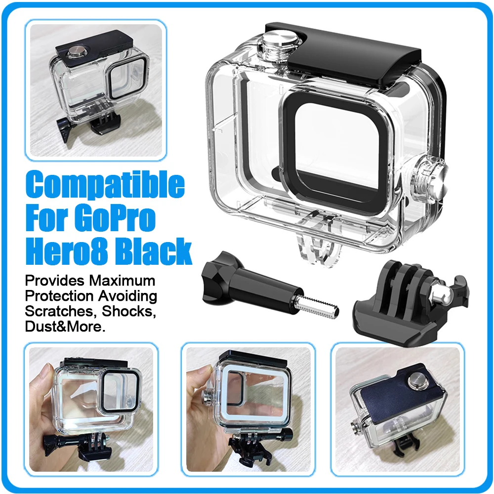 

Чехол для дайвинга Gopro Hero 8, защитный корпус для Gopro Hero 8, черный водонепроницаемый чехол, аксессуары для камеры