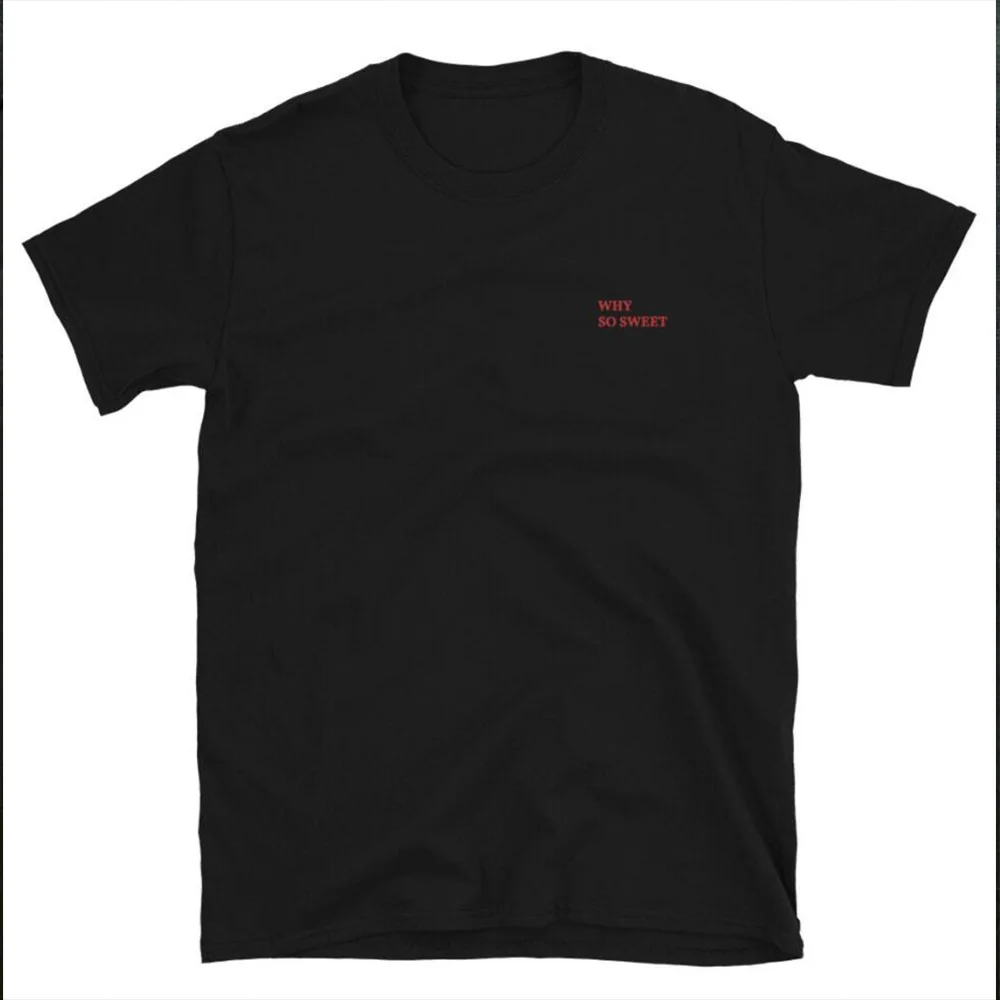 왜 그렇게 달콤한 편지 수 놓은 남성 여성 짧은 소매 티셔츠 여름 느슨한 캐주얼 코튼 탑 스트리트 패션 티셔츠 2025