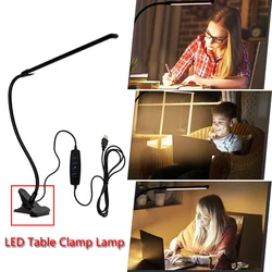 ベッドサイドテーブル用の折りたたみ式LEDスタンド,360 ° 調整可能な書斎スタンド,USB電源,目の保護,寝室用