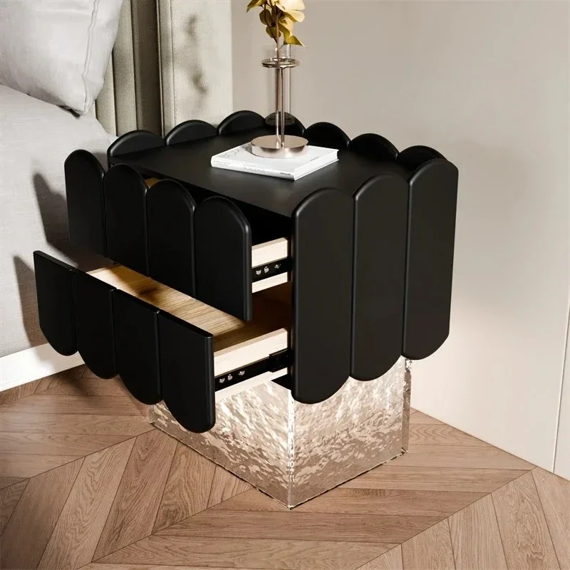 Simple Bedroom Multifunctional Ambient Light Storage Cabinet  Premium Villa Light Luxury Smart Acrylic Bedside Table