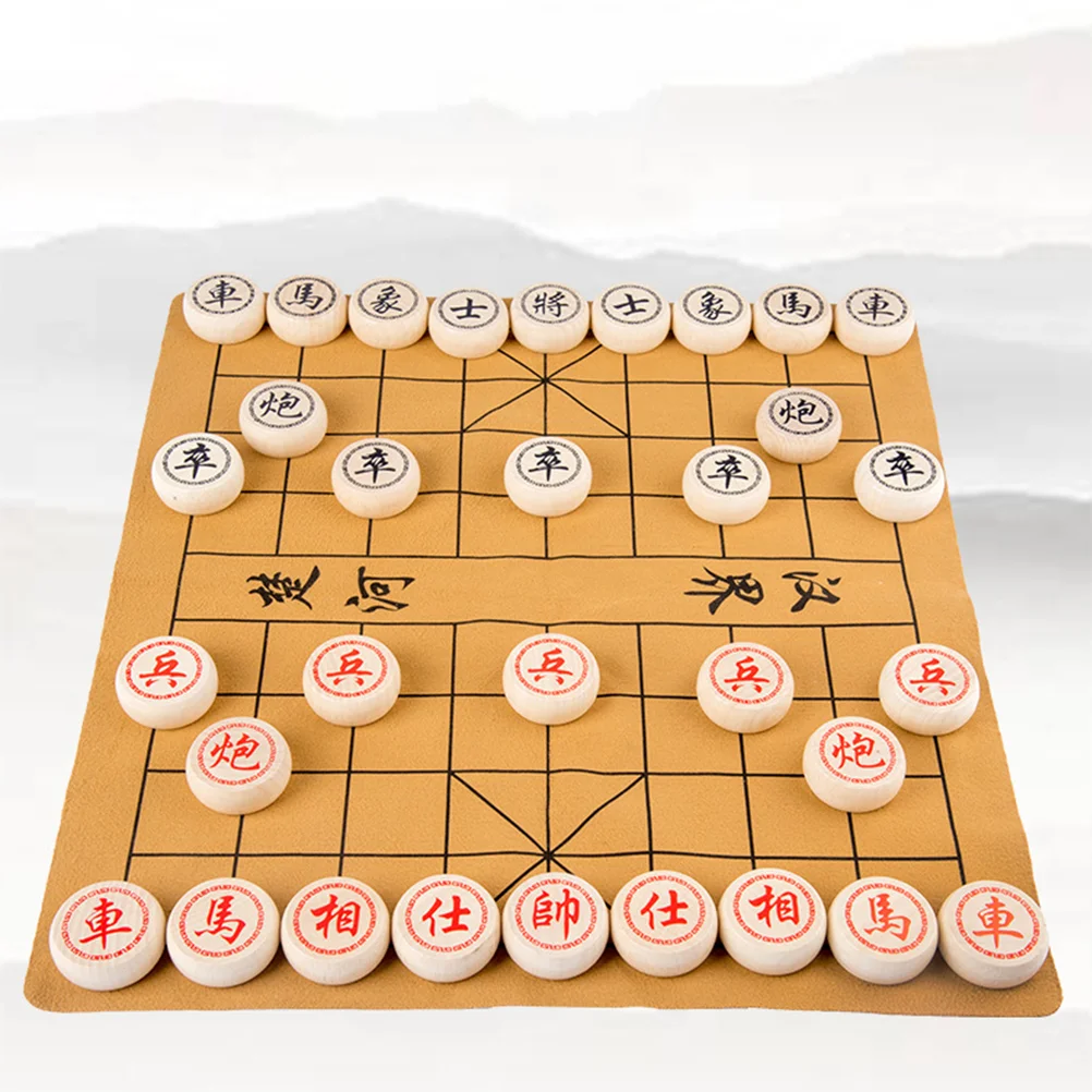 

1 Box Wooden Chinese Chess High-end Chinese Chess Foldable Chinese Chess Bamboo Box Chinese Chess Early Education Game Chess for