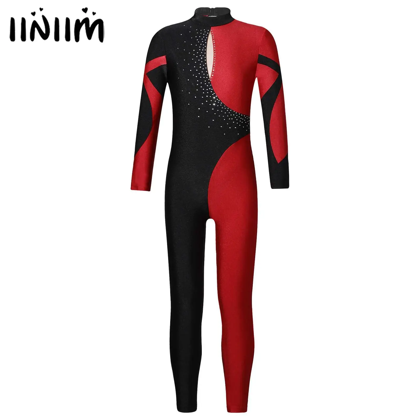 

Kids Girls Shiny Rhinestone Gymnastics Artistic Figure Skating Ballet Jersey Dance Costume Athletic Unitards Jumpsuit Bodysuit